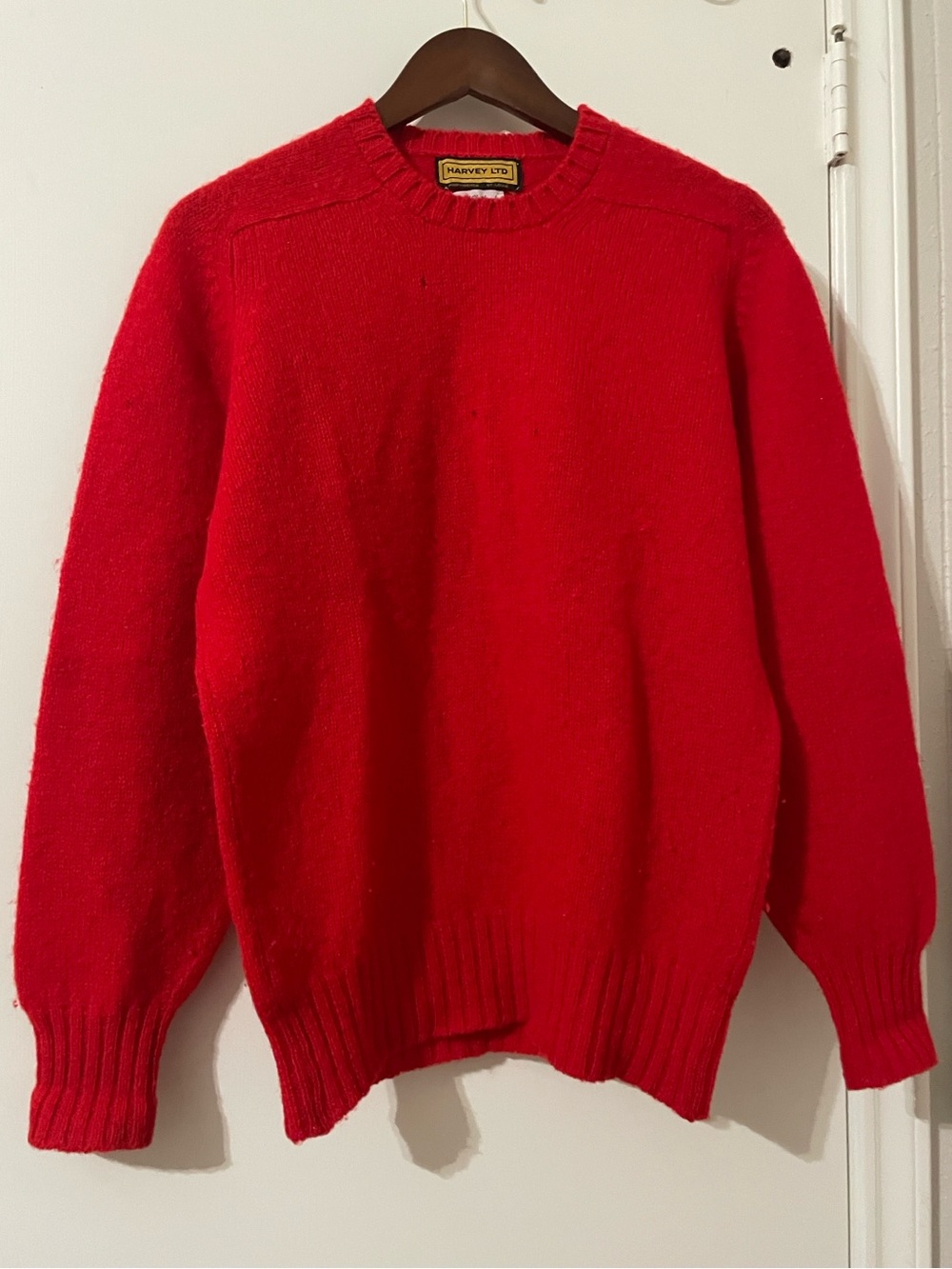 Vintage Harvey Ltd Real Shetland Pure Wool Red Crewneck Sweater Scotland 40 / M